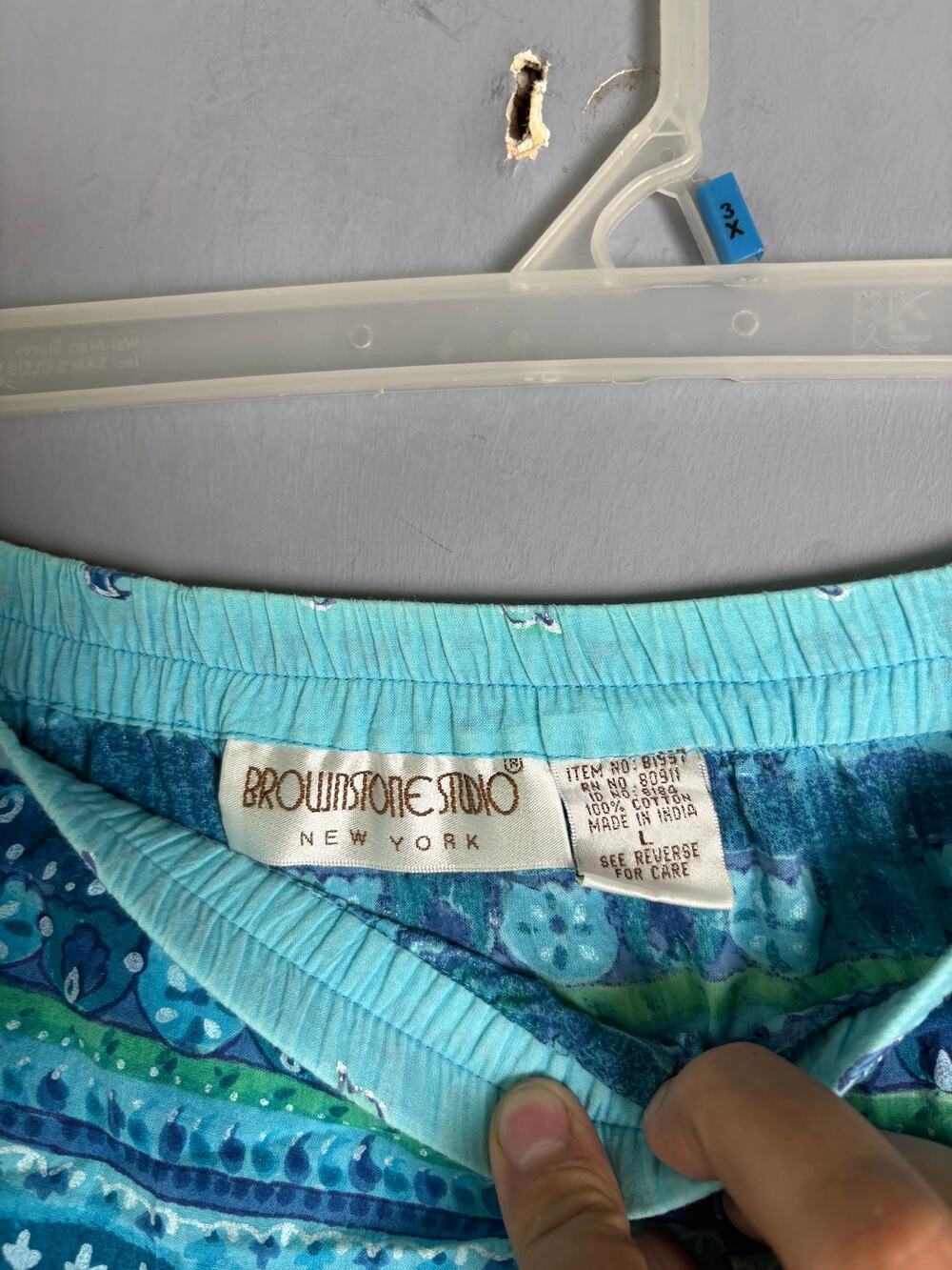 BrownStone Studio New York Blue Boho Paisley Tiered Maxi Skirt Womens Size L